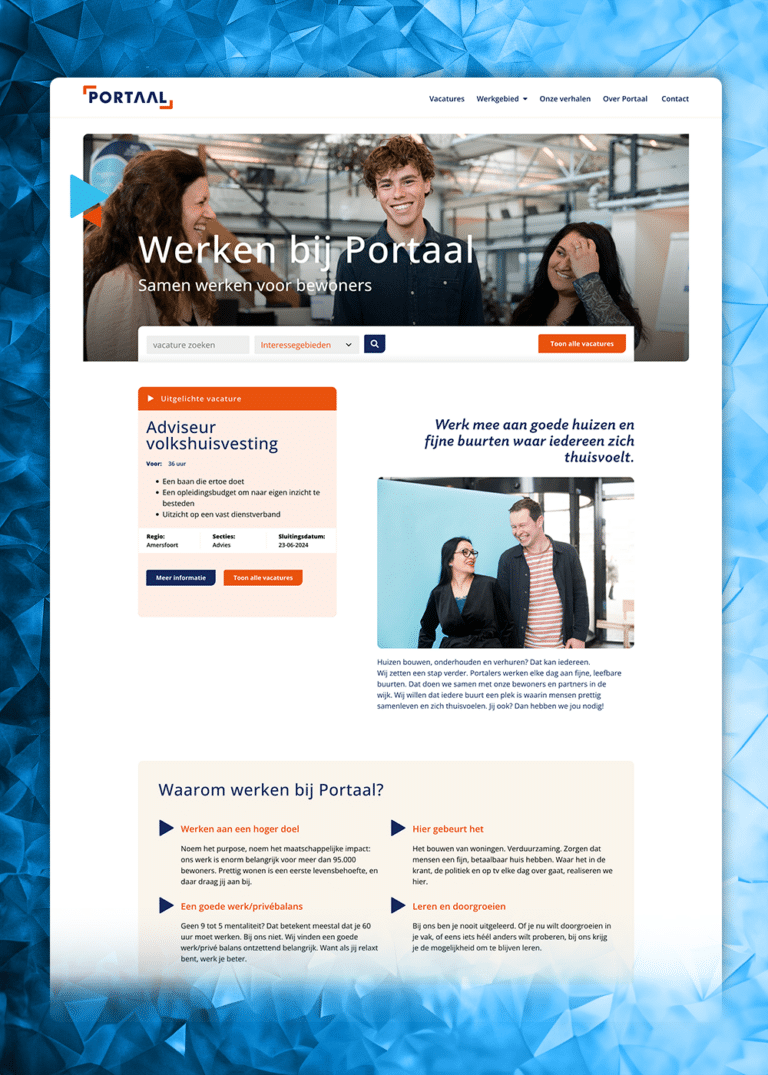 Screenshot werken bij Portaal website